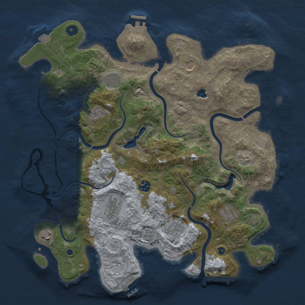 Rust Map: Procedural Map, Size: 4050, Seed: 296225658, 15 Monuments