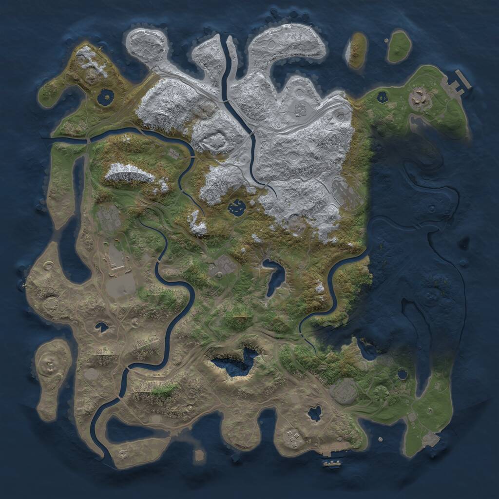 Rust Map: Procedural Map, Size: 4500, Seed: 34992, 14 Monuments