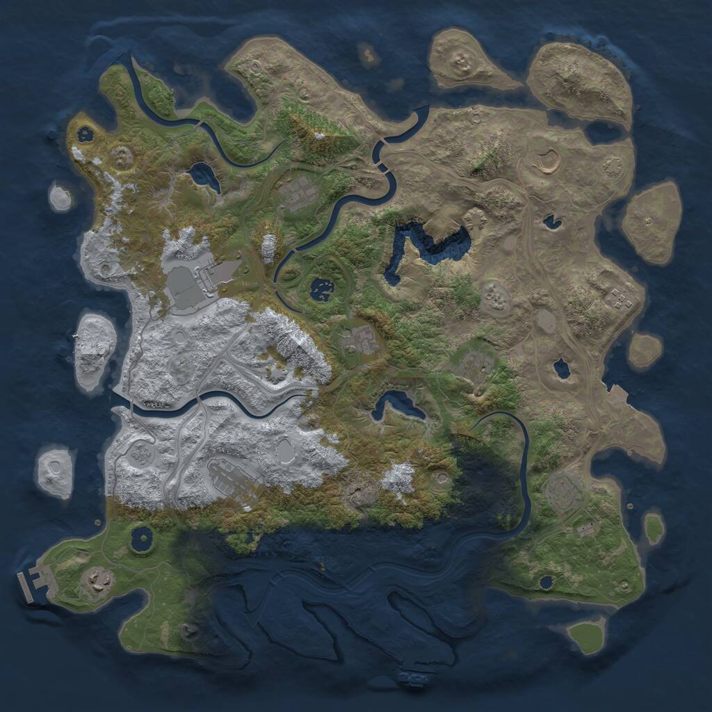 Rust Map: Procedural Map, Size: 4500, Seed: 1453067522, 16 Monuments