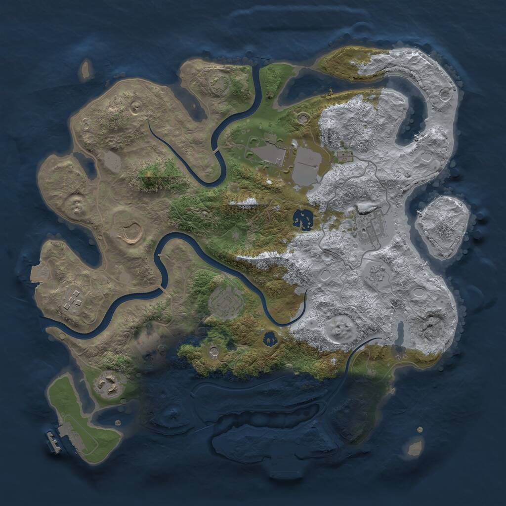 Rust Map: Procedural Map, Size: 3500, Seed: 1736405771, 14 Monuments