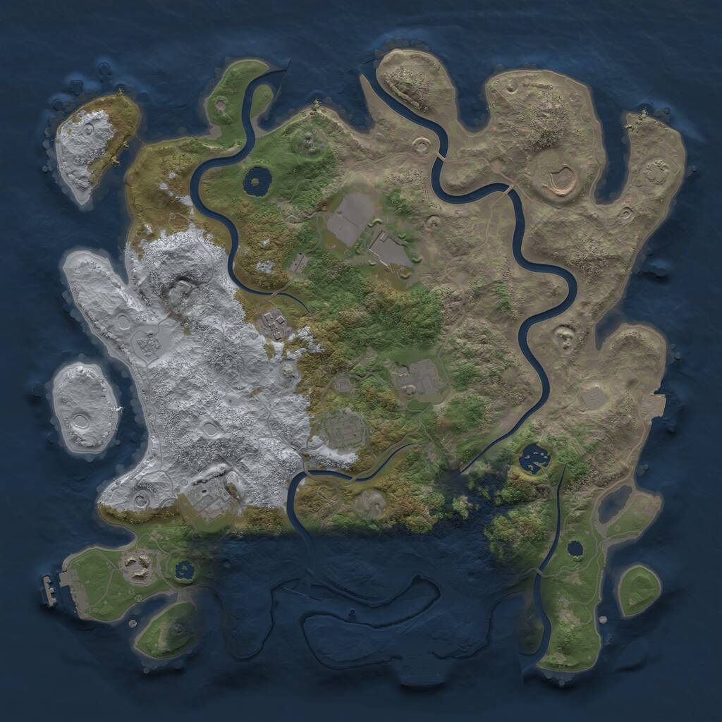 Rust Map: Procedural Map, Size: 3750, Seed: 706155843, 14 Monuments