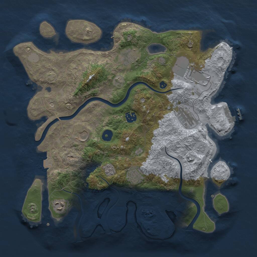 Rust Map: Procedural Map, Size: 3500, Seed: 1455357752, 13 Monuments