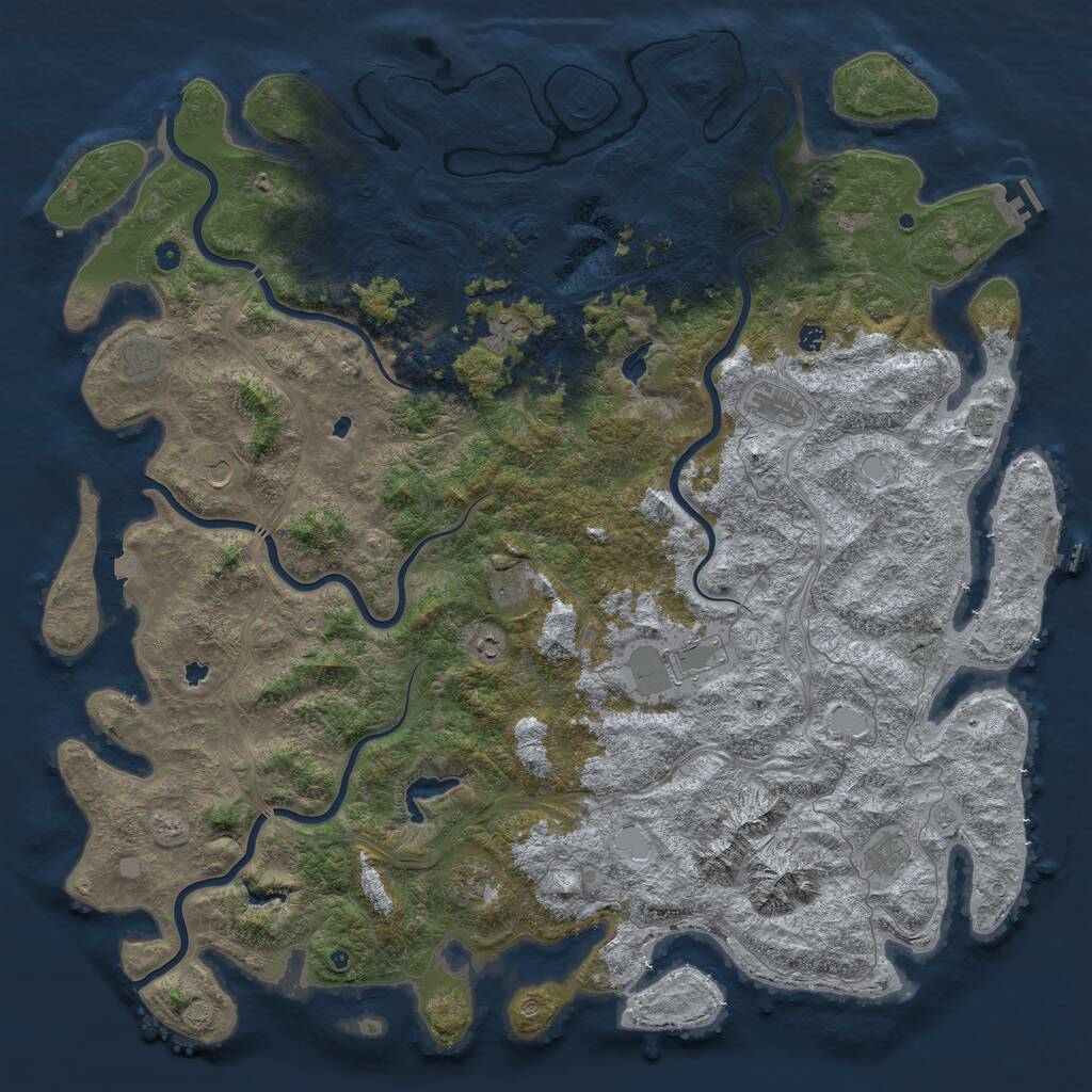 Rust Map: Procedural Map, Size: 6000, Seed: 847291, 17 Monuments