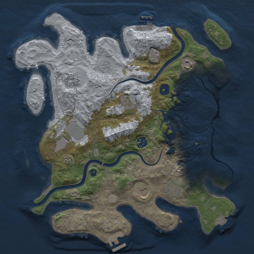 Rust Map: Procedural Map, Size: 3500, Seed: 1377974743, 14 Monuments