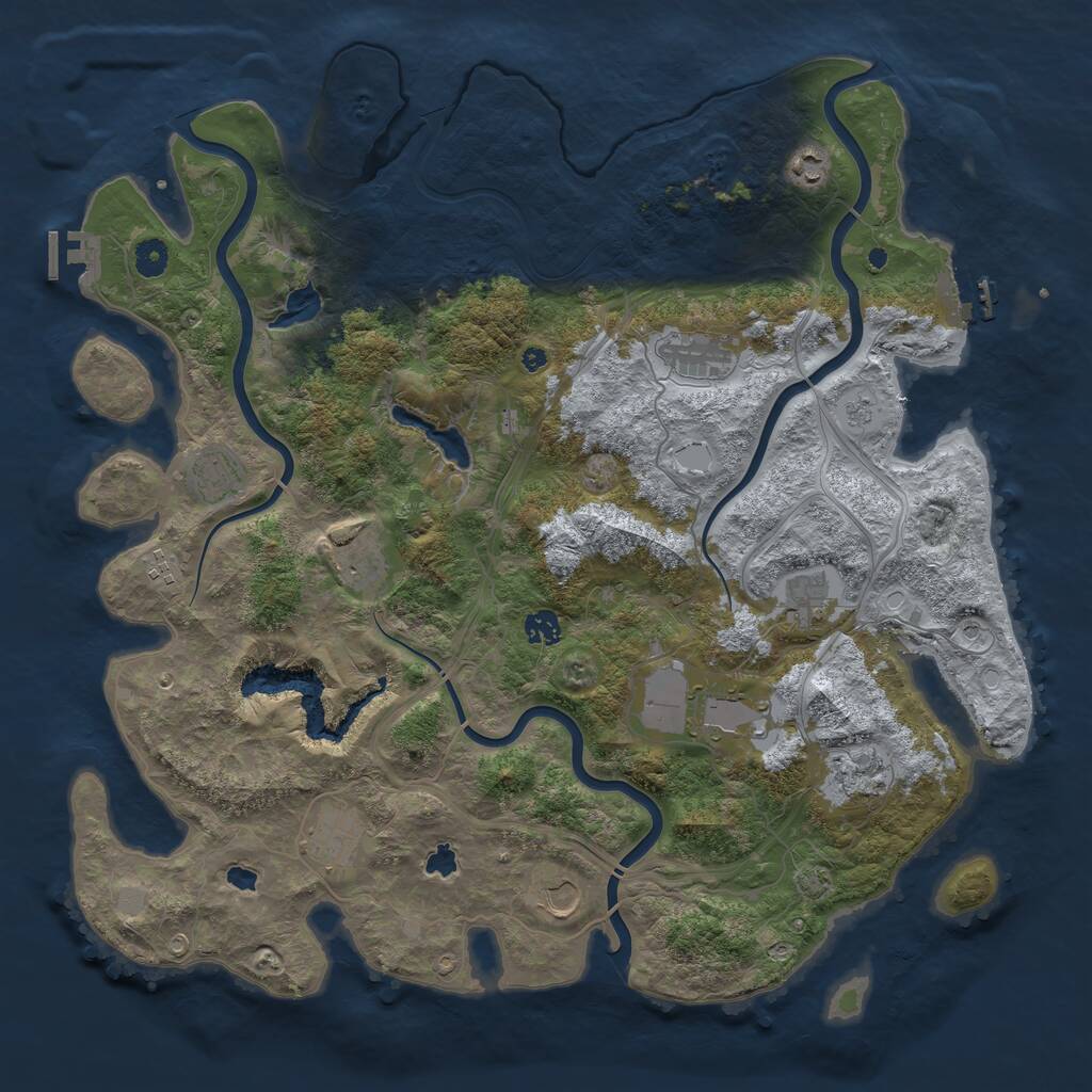 Rust Map: Procedural Map, Size: 4500, Seed: 574743562, 17 Monuments