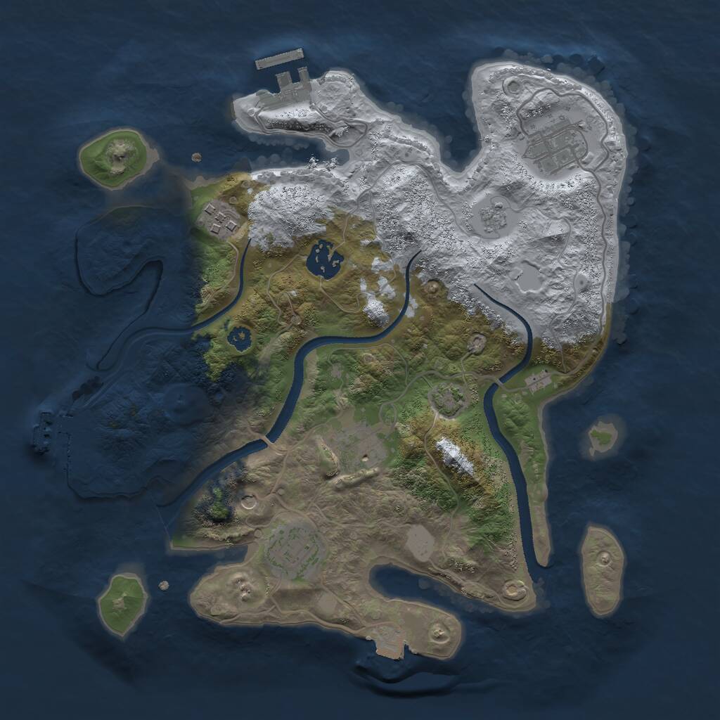 Rust Map: Procedural Map, Size: 3000, Seed: 353189575, 11 Monuments