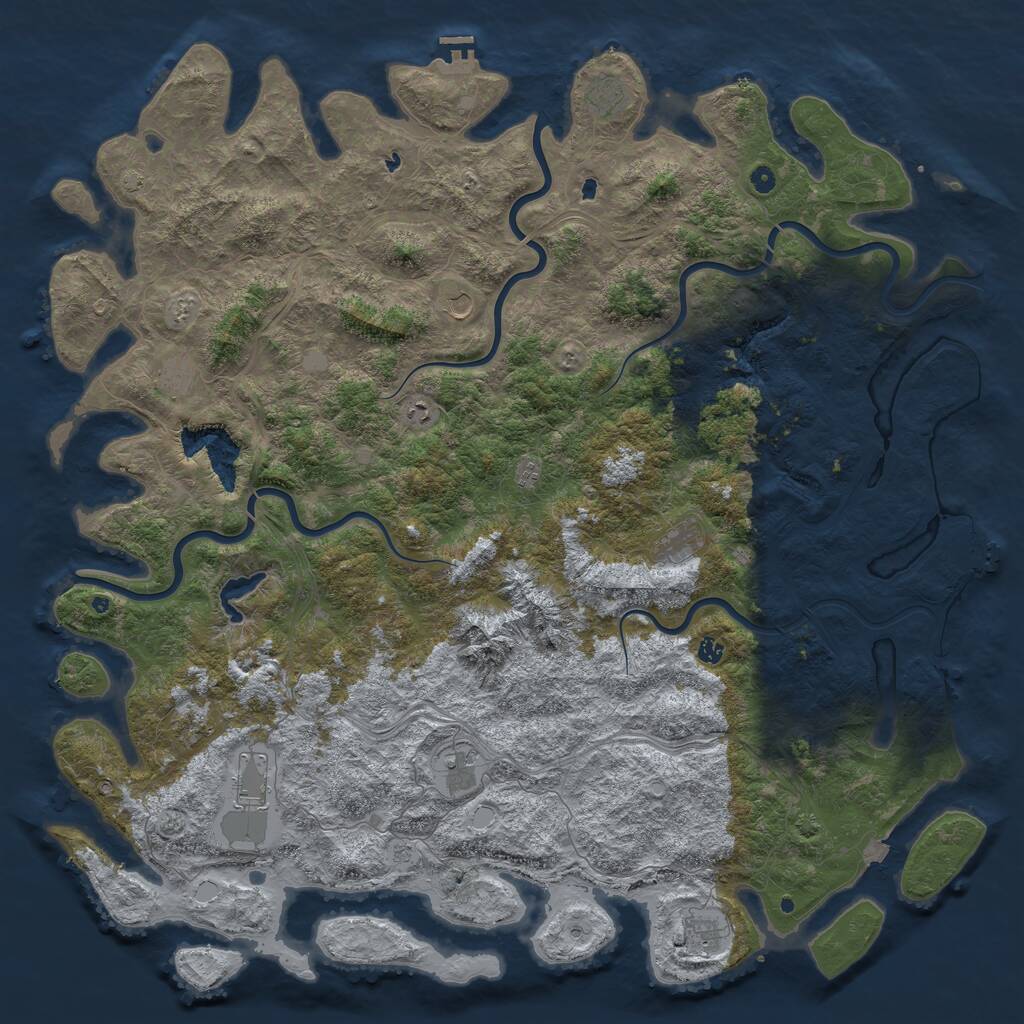 Rust Map: Procedural Map, Size: 6000, Seed: 1503052603, 17 Monuments