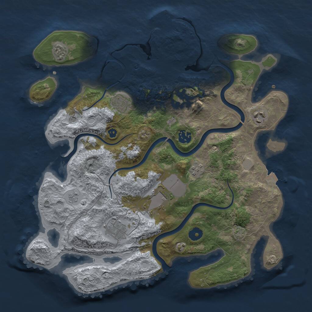 Rust Map: Procedural Map, Size: 3500, Seed: 1889637271, 12 Monuments