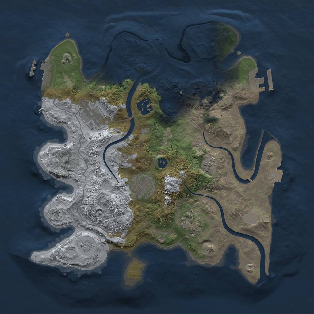 Rust Map: Procedural Map, Size: 3000, Seed: 75355, 11 Monuments