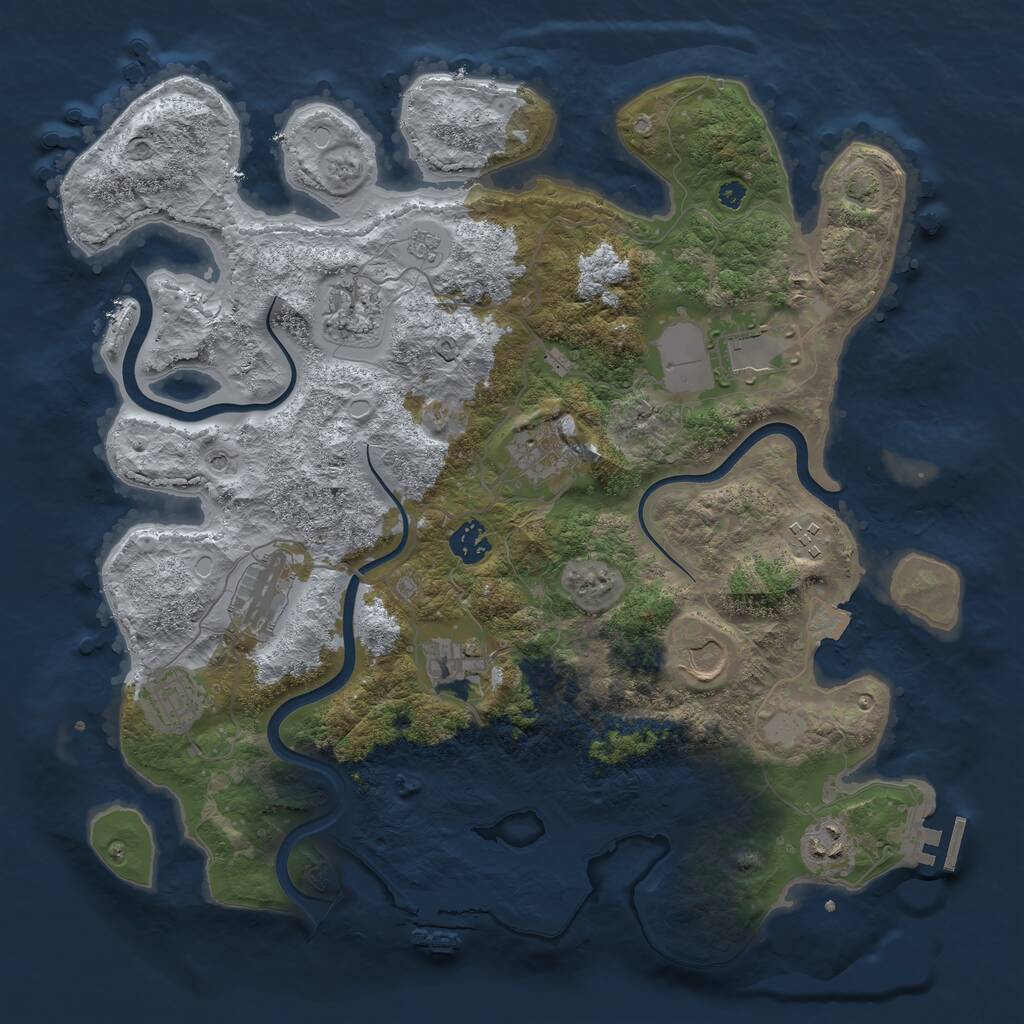 Rust Map: Procedural Map, Size: 3800, Seed: 574266750, 16 Monuments