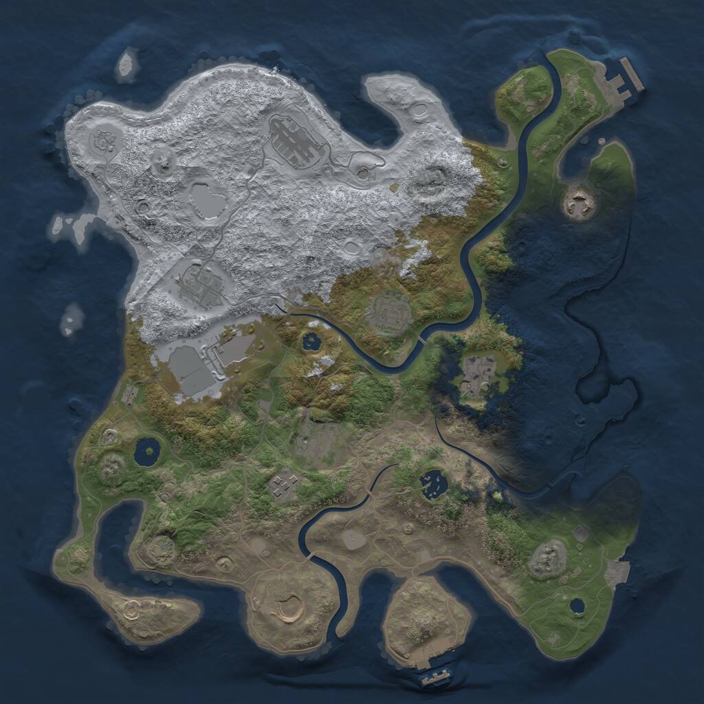 Rust Map: Procedural Map, Size: 3800, Seed: 2085512, 16 Monuments