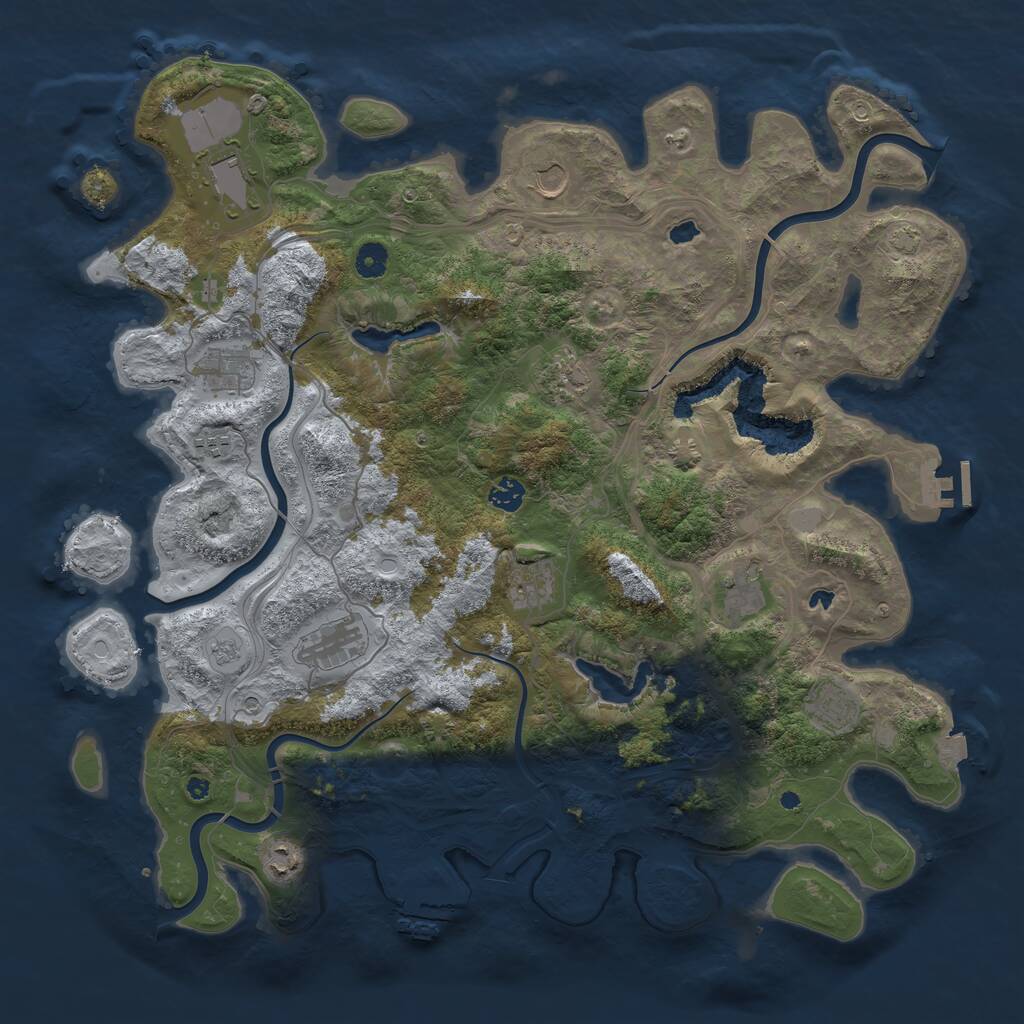 Rust Map: Procedural Map, Size: 4500, Seed: 1168594582, 17 Monuments