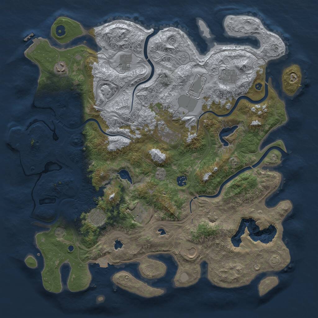 Rust Map: Procedural Map, Size: 4500, Seed: 1539404485, 16 Monuments