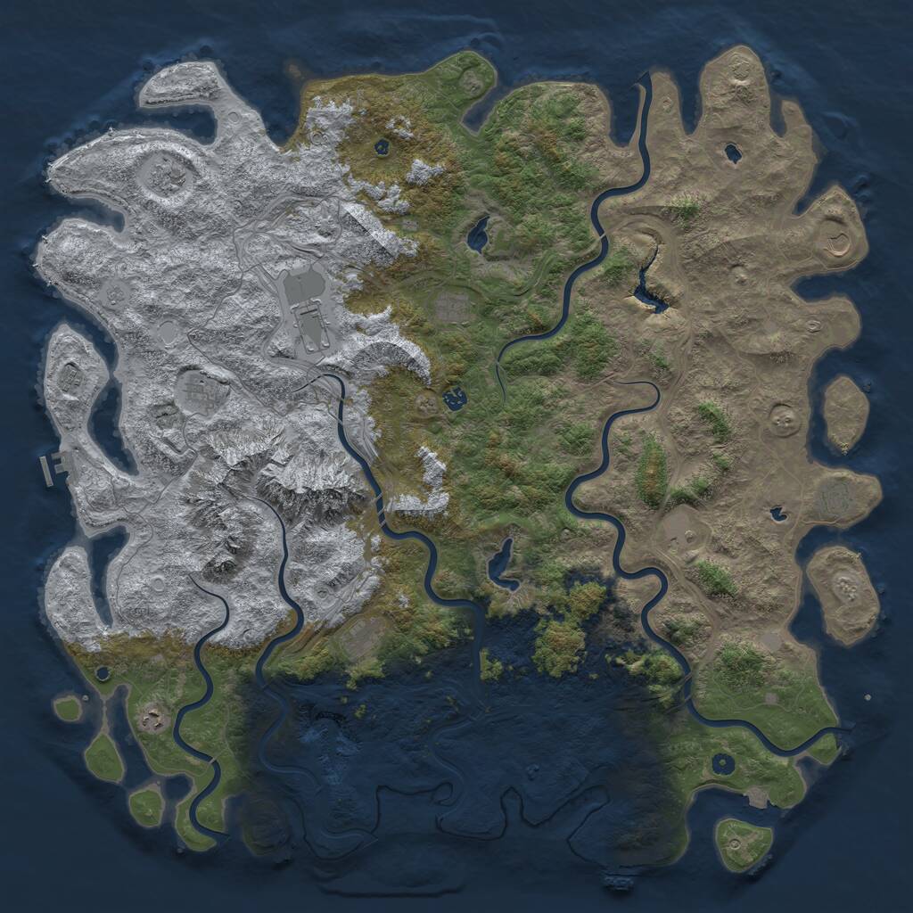 Rust Map: Procedural Map, Size: 6000, Seed: 55500, 17 Monuments
