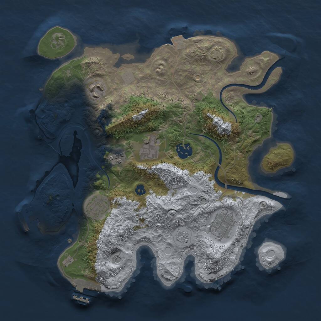 Rust Map: Procedural Map, Size: 3000, Seed: 2083578863, 12 Monuments