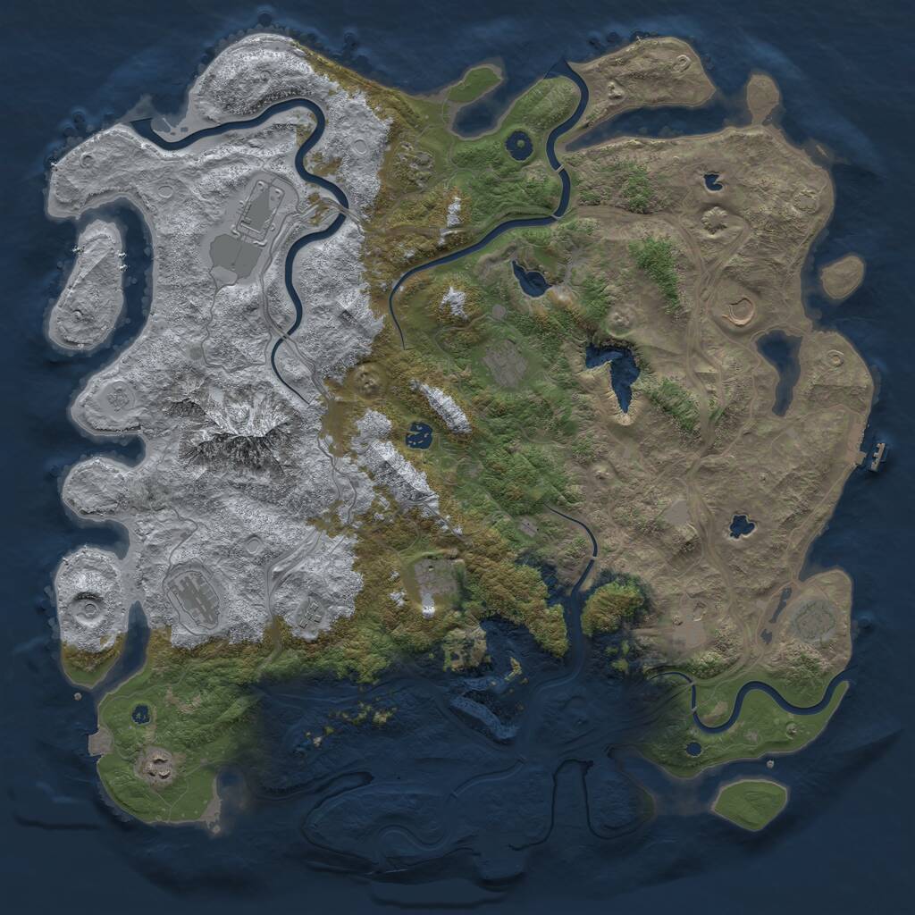 Rust Map: Procedural Map, Size: 5000, Seed: 31512256, 17 Monuments