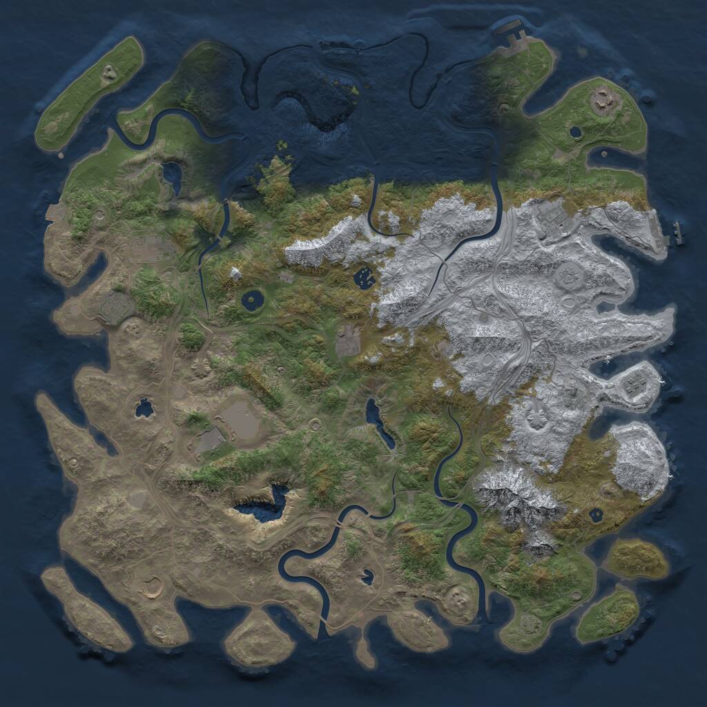 Rust Map: Procedural Map, Size: 5000, Seed: 117117, 15 Monuments