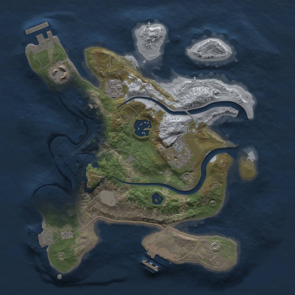 Rust Map: Procedural Map, Size: 2500, Seed: 1093941278, 7 Monuments