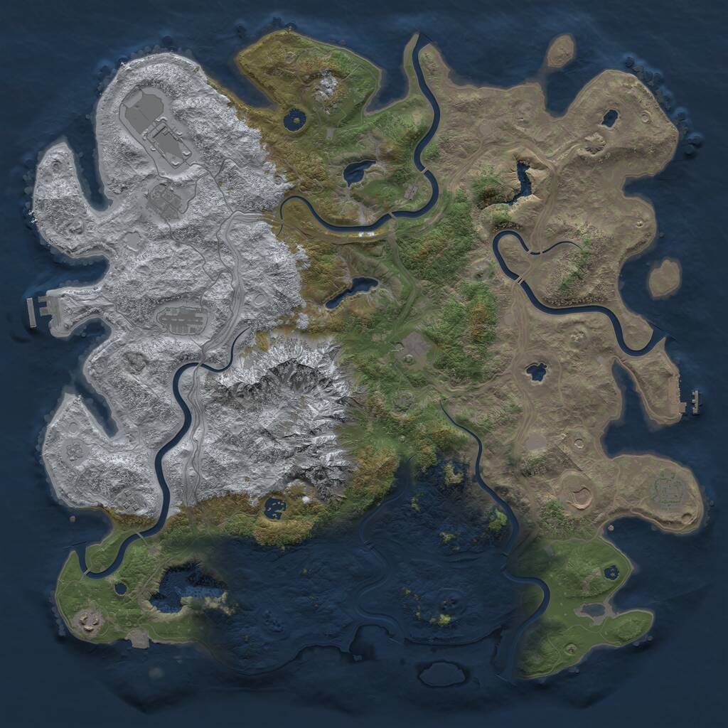 Rust Map: Procedural Map, Size: 5000, Seed: 106, 16 Monuments
