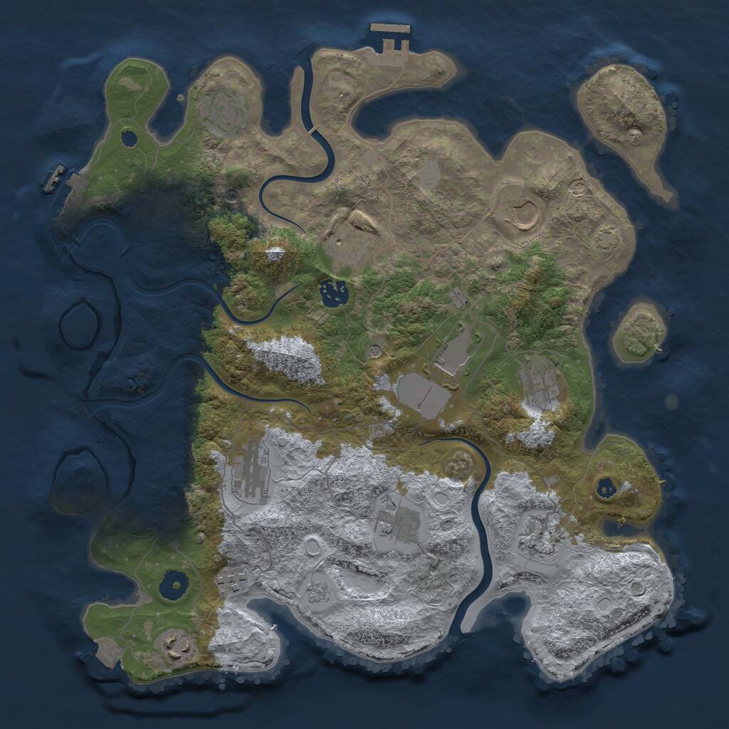 Rust Map: Procedural Map, Size: 3750, Seed: 339647485, 17 Monuments