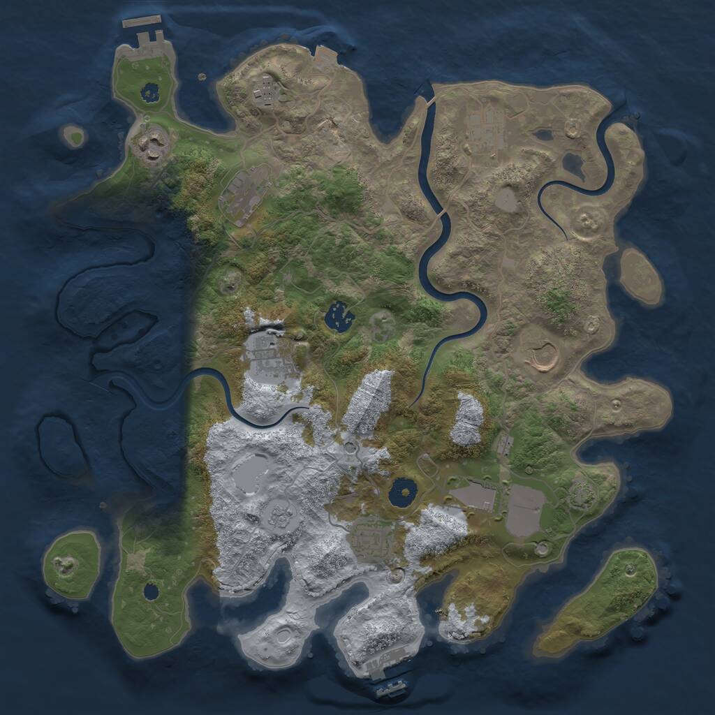 Rust Map: Procedural Map, Size: 3700, Seed: 1578265348, 15 Monuments