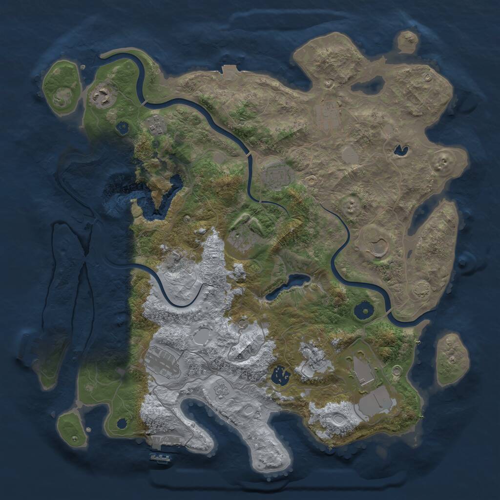 Rust Map: Procedural Map, Size: 4000, Seed: 83695, 16 Monuments