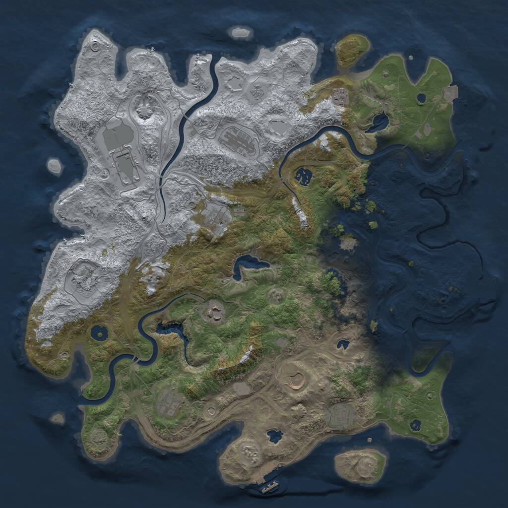 Rust Map: Procedural Map, Size: 4500, Seed: 1427009932, 17 Monuments