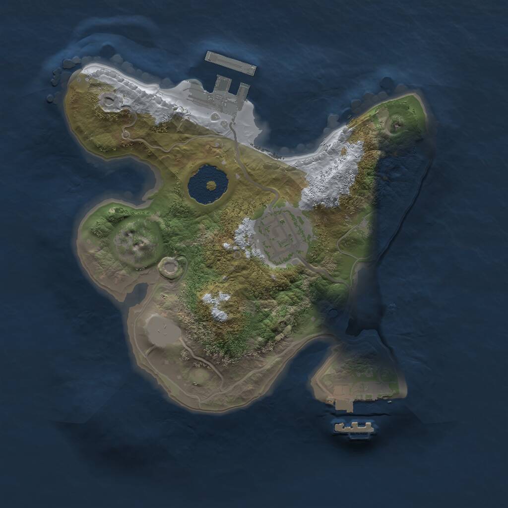 Rust Map: Procedural Map, Size: 2000, Seed: 58597, 4 Monuments