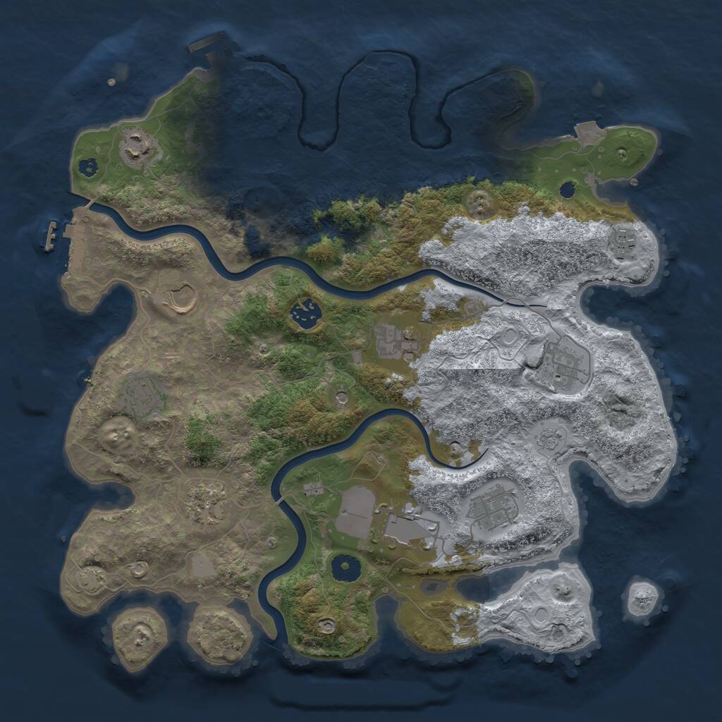 Rust Map: Procedural Map, Size: 3750, Seed: 862258833, 16 Monuments