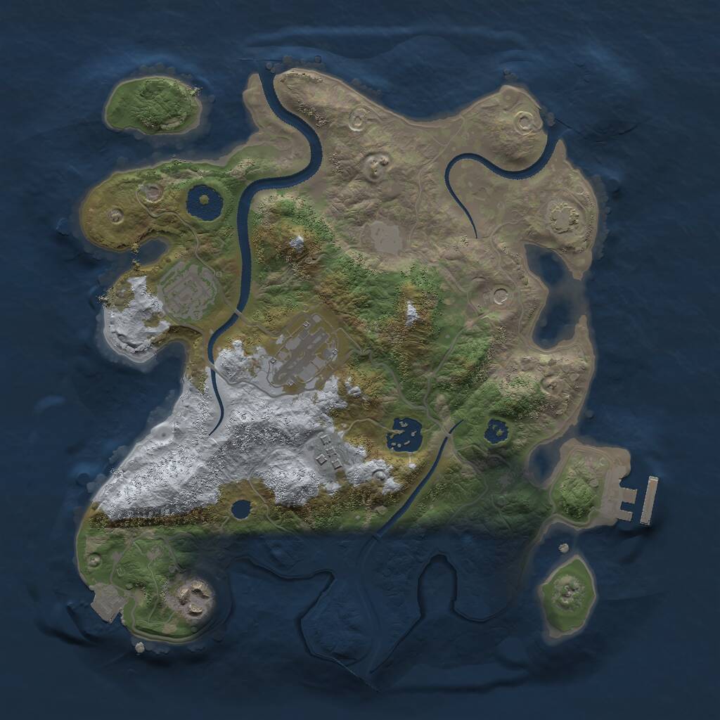 Rust Map: Procedural Map, Size: 3000, Seed: 28565, 9 Monuments