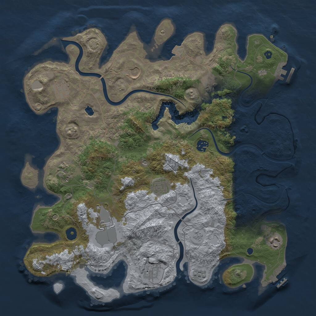 Rust Map: Procedural Map, Size: 4000, Seed: 378825620, 16 Monuments
