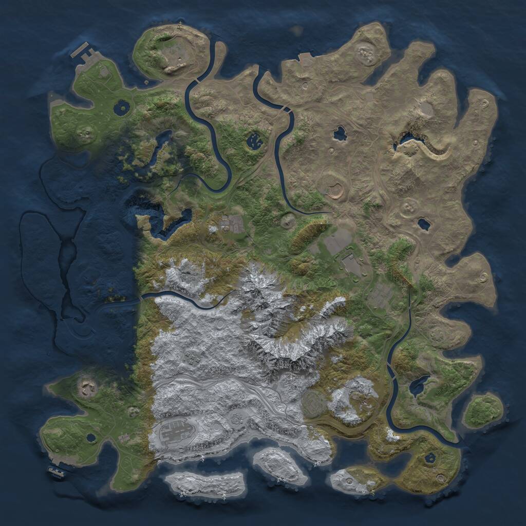 Rust Map: Procedural Map, Size: 5000, Seed: 1235012566, 17 Monuments