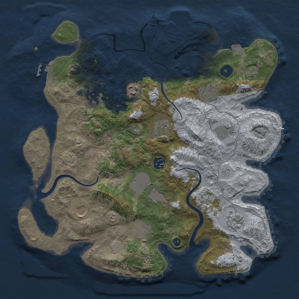 Rust Map: Procedural Map, Size: 3700, Seed: 1128310005, 17 Monuments