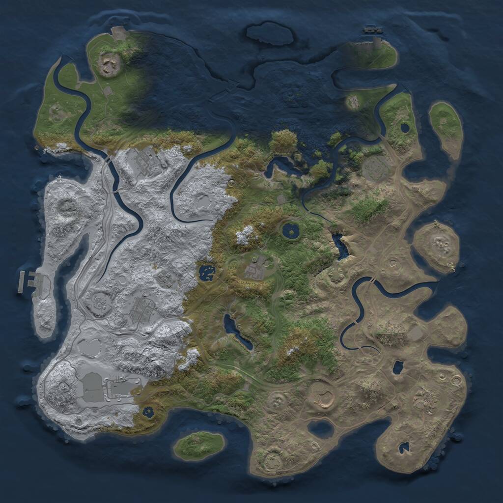 Rust Map: Procedural Map, Size: 4500, Seed: 434924697, 16 Monuments