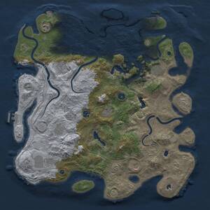 Thumbnail Rust Map: Procedural Map, Size: 4500, Seed: 434924697, 16 Monuments
