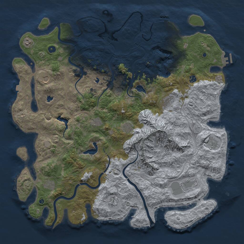 Rust Map: Procedural Map, Size: 5000, Seed: 741569272, 17 Monuments