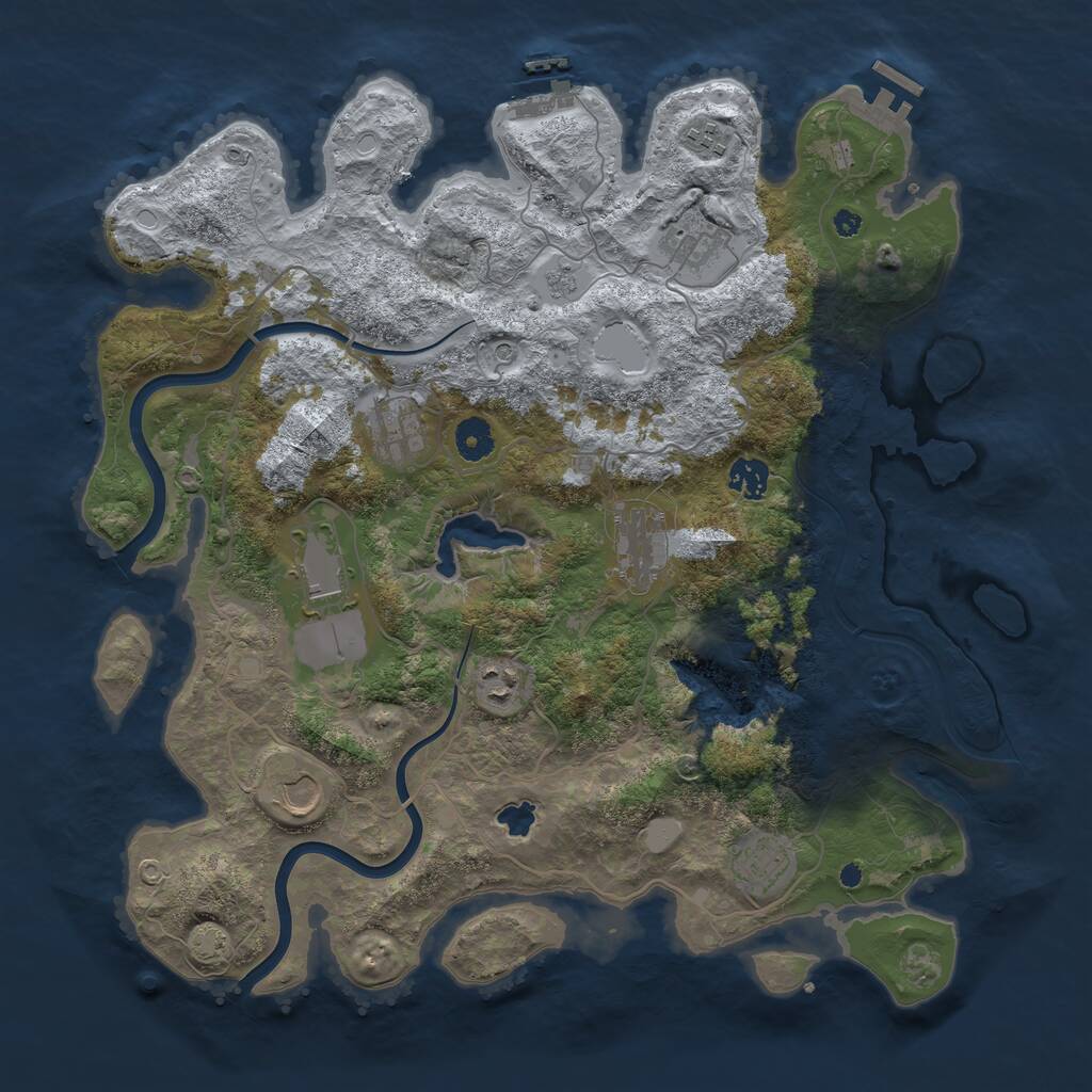 Rust Map: Procedural Map, Size: 4000, Seed: 1939153575, 15 Monuments