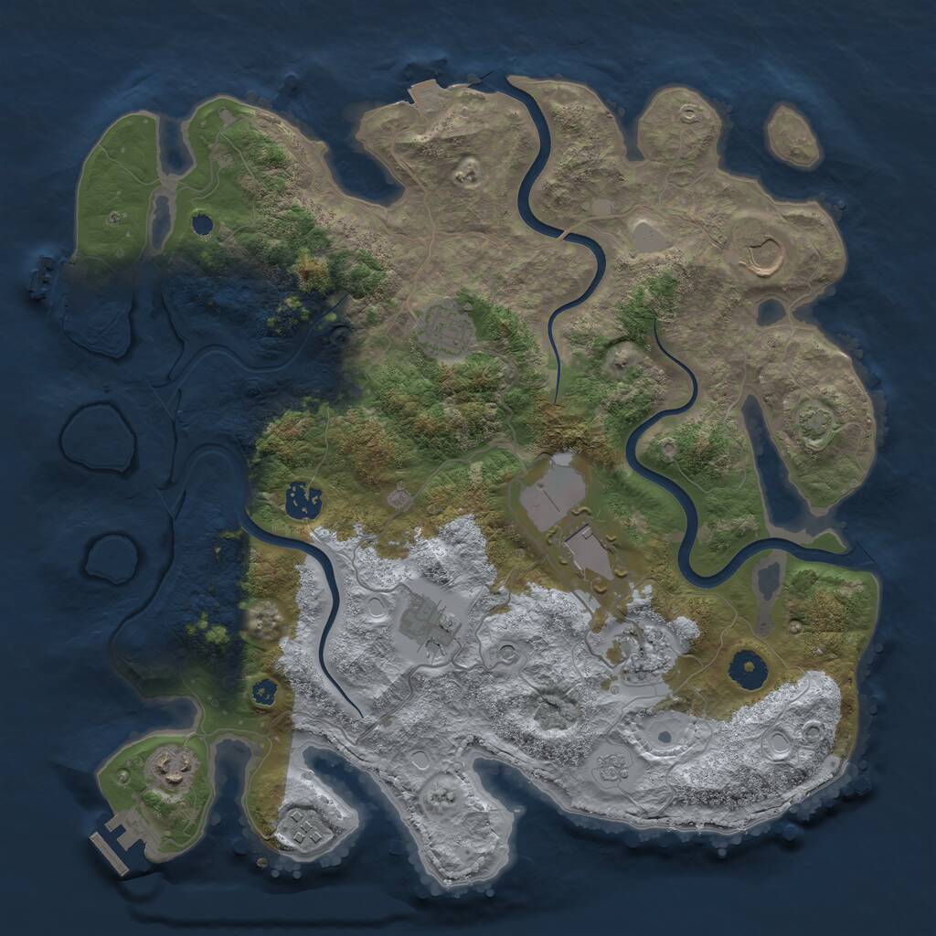 Rust Map: Procedural Map, Size: 3700, Seed: 75713, 14 Monuments