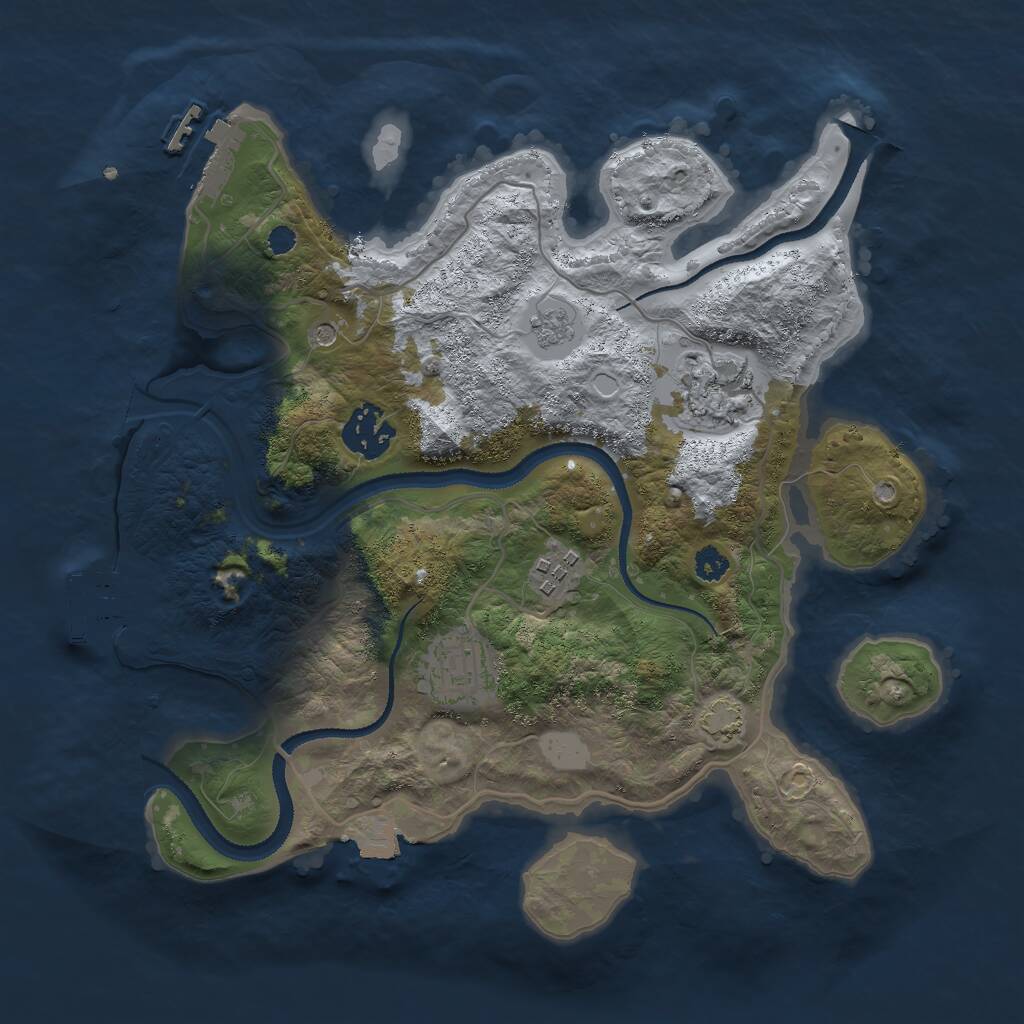Rust Map: Procedural Map, Size: 3000, Seed: 75853, 10 Monuments