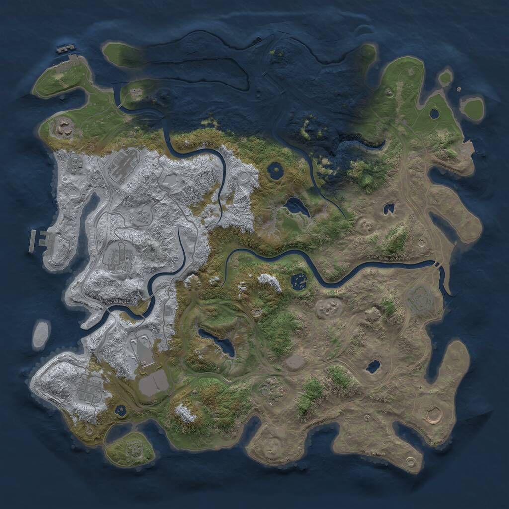 Rust Map: Procedural Map, Size: 4500, Seed: 27697, 16 Monuments