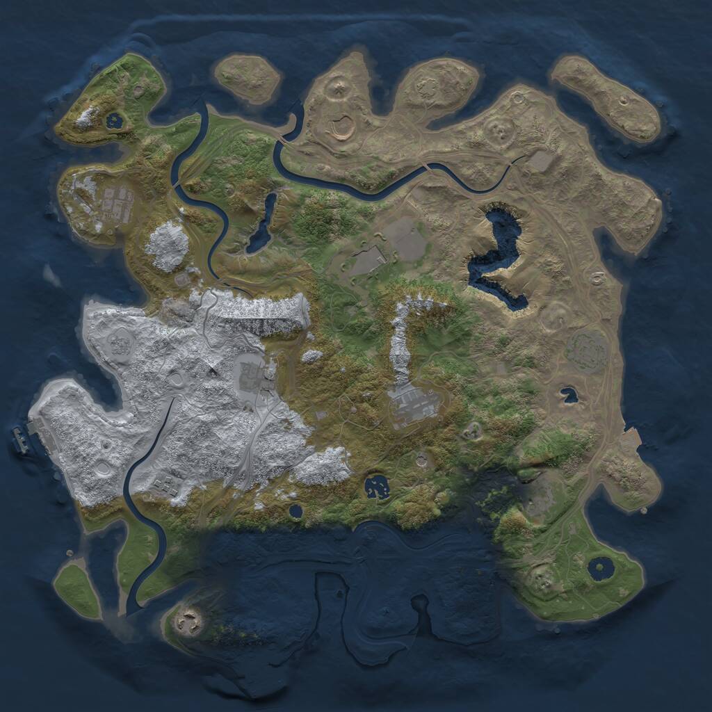 Rust Map: Procedural Map, Size: 4250, Seed: 943681355, 16 Monuments