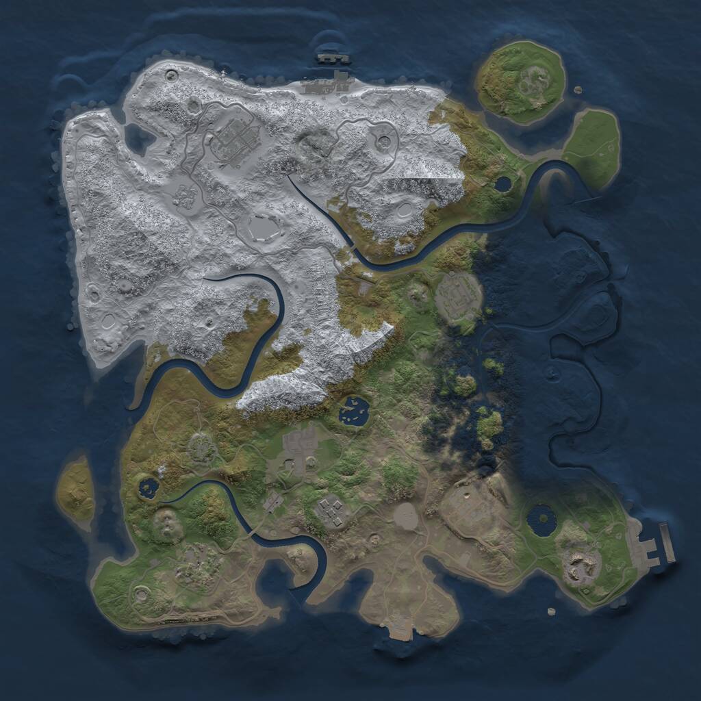 Rust Map: Procedural Map, Size: 3500, Seed: 2049076985, 14 Monuments