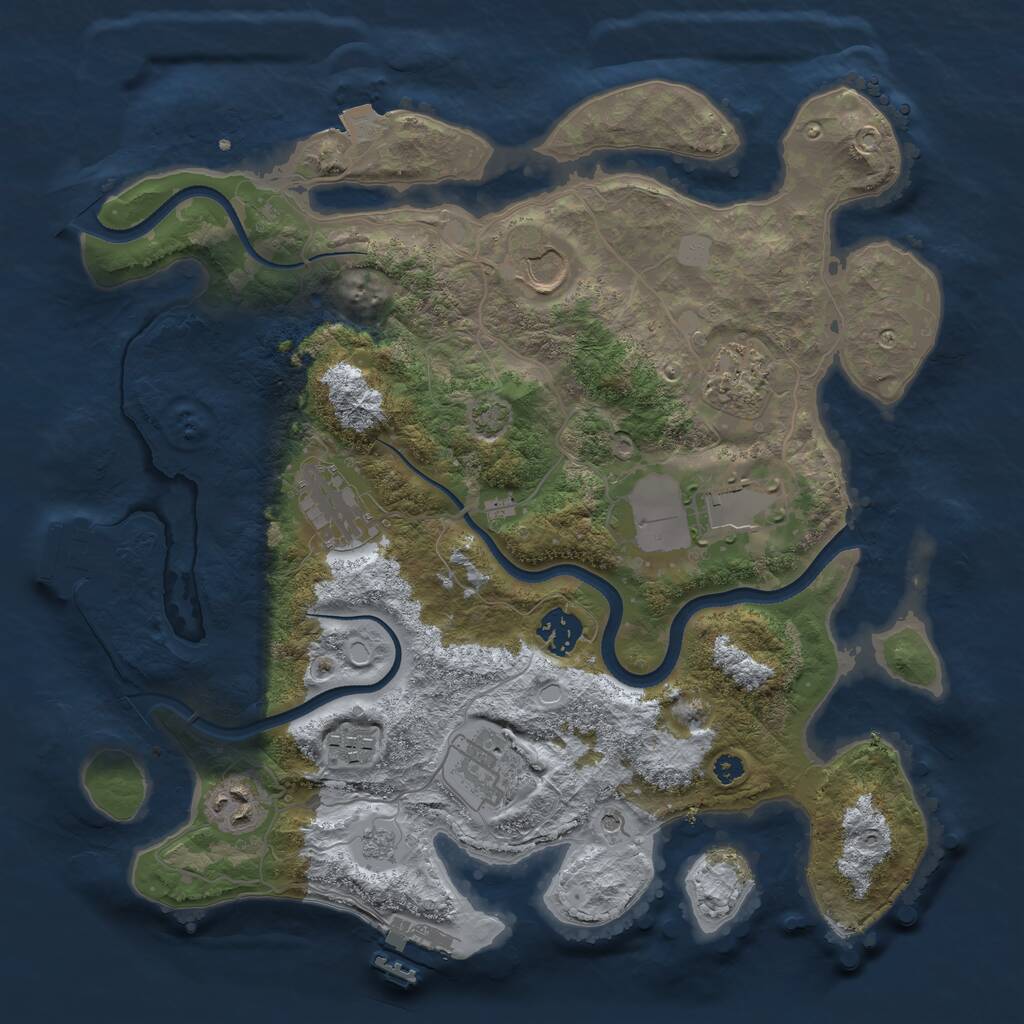 Rust Map: Procedural Map, Size: 3500, Seed: 358673473, 14 Monuments