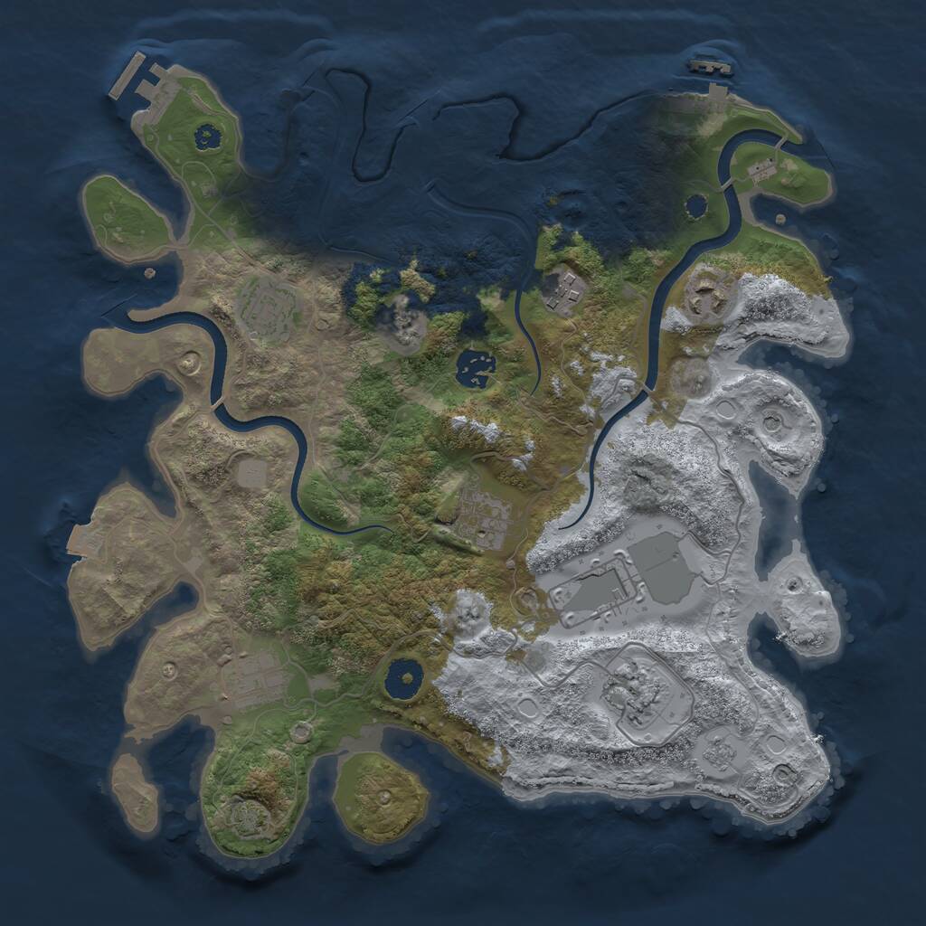 Rust Map: Procedural Map, Size: 3500, Seed: 13151, 14 Monuments