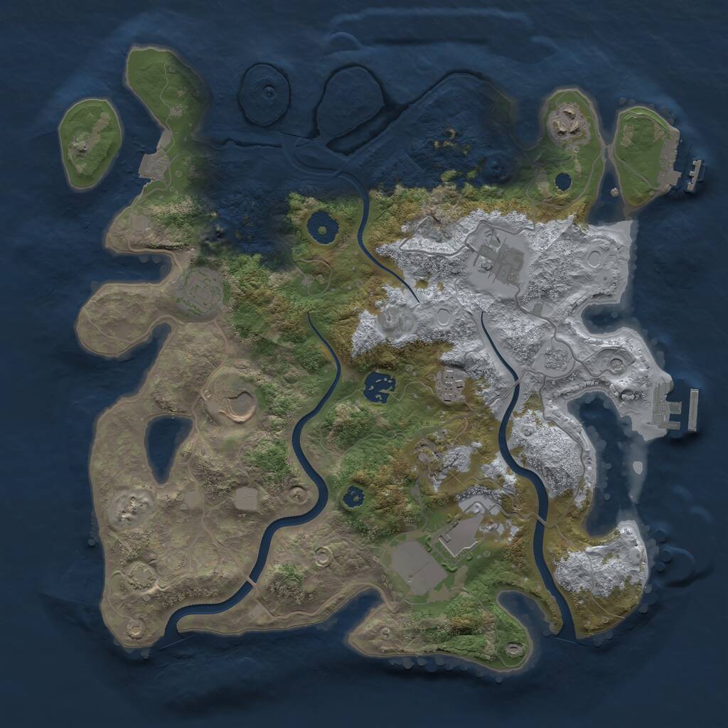 Rust Map: Procedural Map, Size: 3500, Seed: 1455212108, 14 Monuments