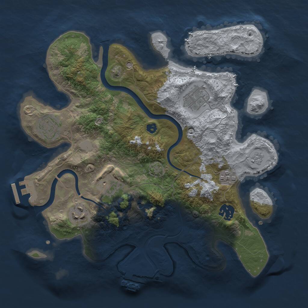 Rust Map: Procedural Map, Size: 3000, Seed: 84411, 12 Monuments