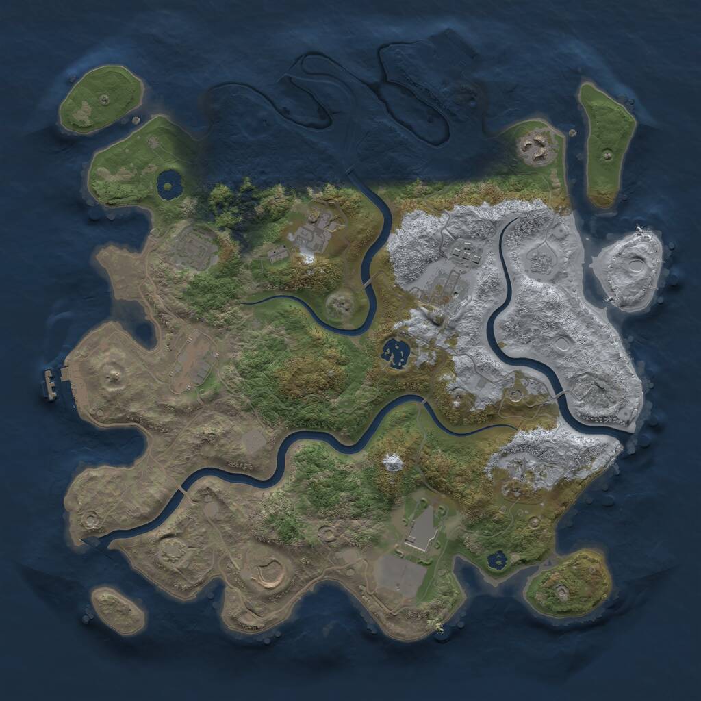Rust Map: Procedural Map, Size: 3700, Seed: 1212466751, 16 Monuments