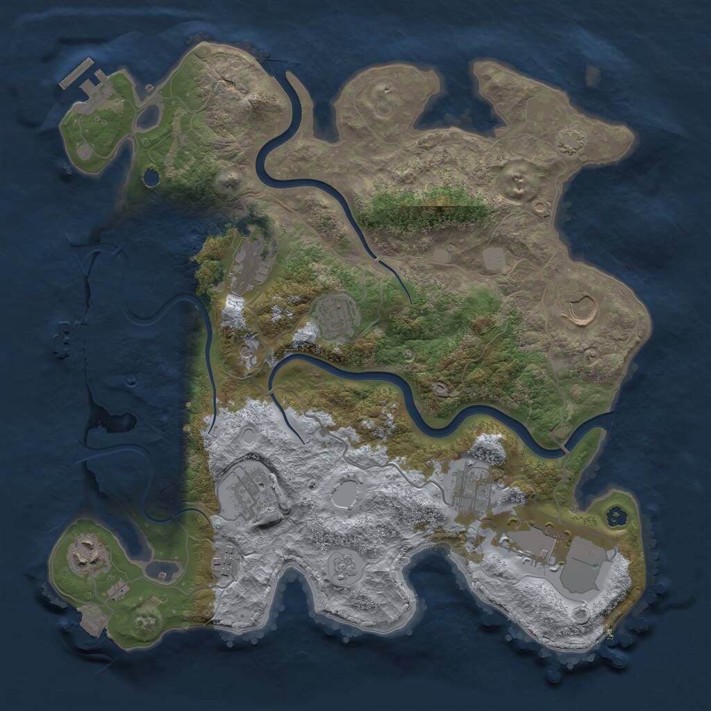 Rust Map: Procedural Map, Size: 3500, Seed: 55183684, 14 Monuments