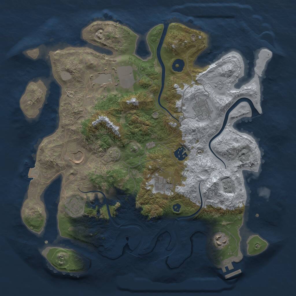 Rust Map: Procedural Map, Size: 3500, Seed: 232583750, 12 Monuments