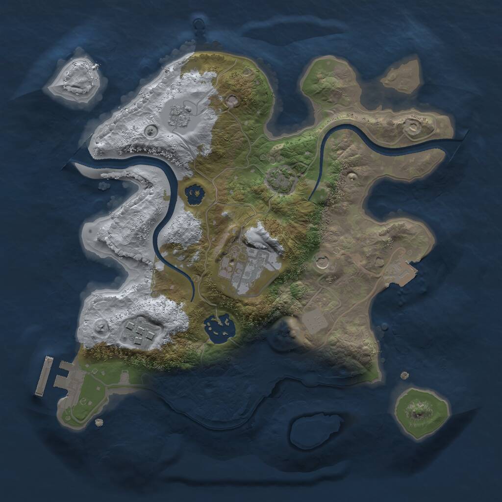 Rust Map: Procedural Map, Size: 2500, Seed: 763798829, 8 Monuments